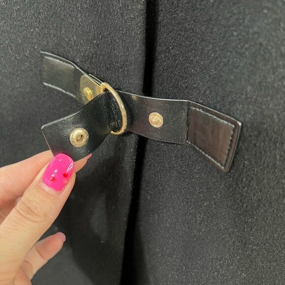 Lauren Ralph Lauren Women's Black Buckle-Front Walker Wool Blend Coat Size 16W - Picture 6 of 12